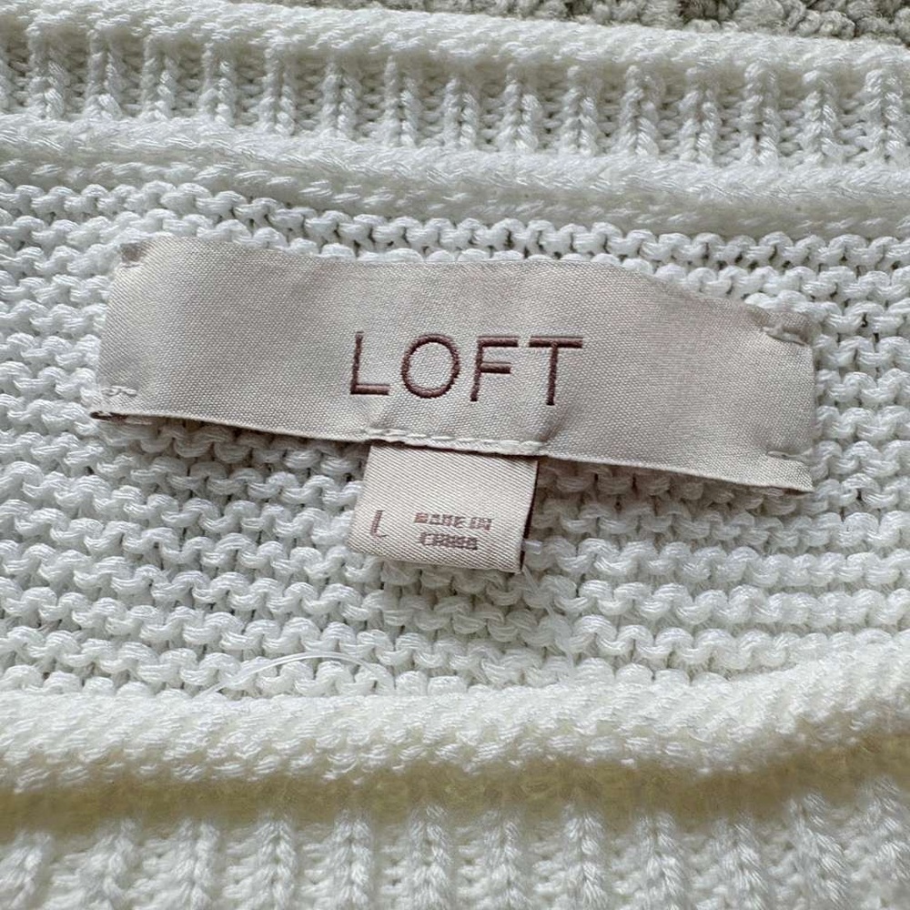 LOFT White Knit Short-Sleeve Pullover Top - Picture 3 of 8